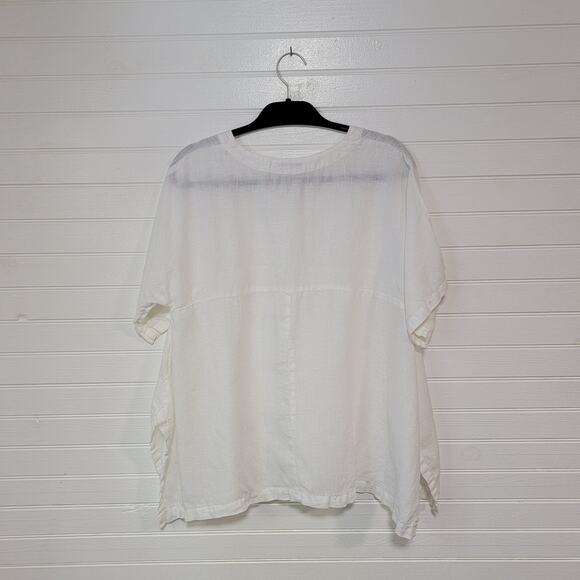 Cut Loose Size S/M 100% Linen Oversized Lagenlook Short Sleeve Boho Tunic Top - Picture 4 of 10